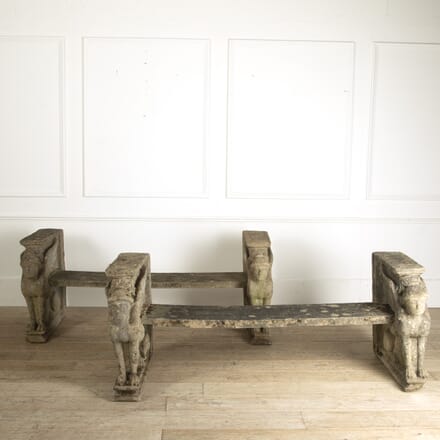 Pair of English Reconstituted Stone Garden Benches SB4112176