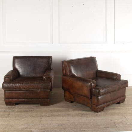 Pair of French Leather Armchairs CH3512430