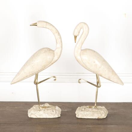 Pair of Travertine Flamingos DA3013187