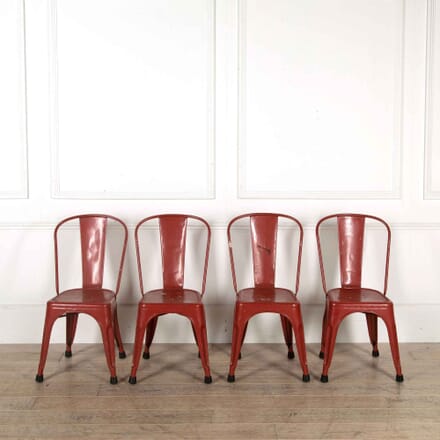 Set of Four Red Tolix Chairs GA448177