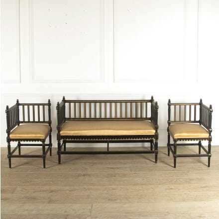 Swedish Ebonised Sofa and Corner Chairs SB7812294