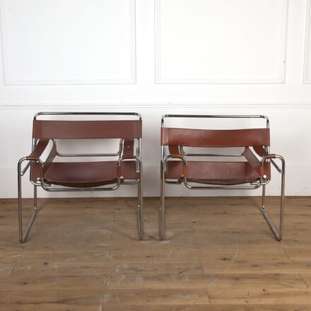 Pair of 1980’s Bauhaus Chrome and Leather Chairs CH0221763