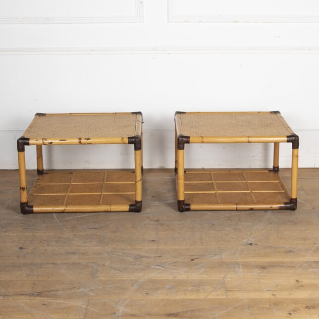 Pair of 20th Century Bamboo and Leather End Tables CO5325396