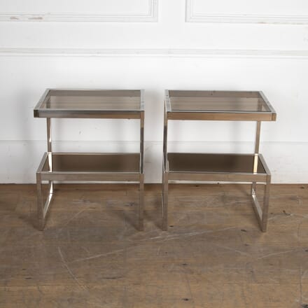 Pair of 20th Century Belgo Chrome G Shaped End Tables CO5325399