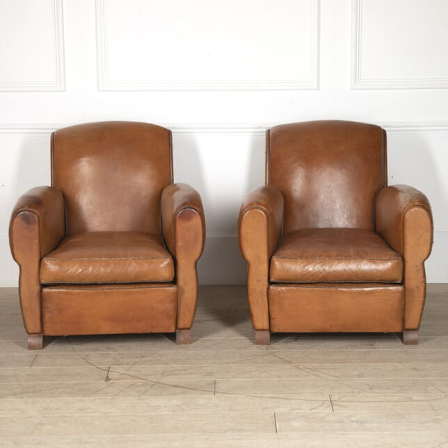 Pair of 20th Century French Leather Club Chairs CH4820740