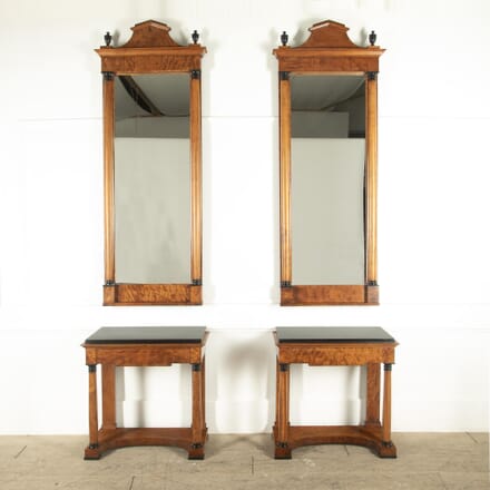 Pair of 20th Century Biedermeier Console Tables with Mirrors MI8430595