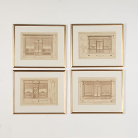 Set of Four French Architectural Engravings of Shopfronts WD8019925