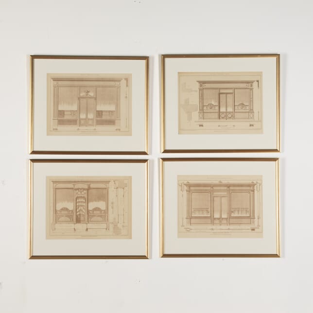 Set of Four French Architectural Engravings of Shopfronts WD8019925