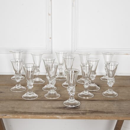 Set of Fourteen Handblown Crystal Shell Wine Glasses by Anthony Stern DA5824378