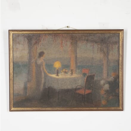20th Century Drawing of an Atmospheric Mediterranean Supper Scene WD2925527
