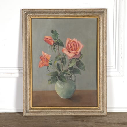 Mid-Century Oil on Board of 'Roses in a Vase' WD5919416