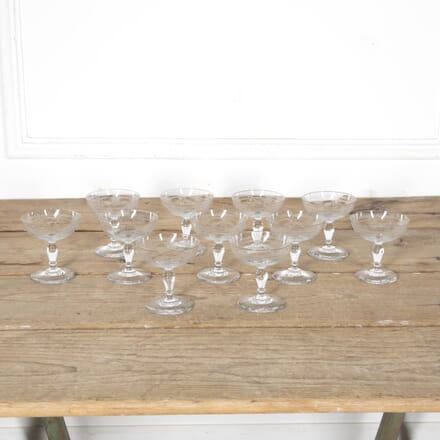 20th Century Set of Eleven Etched Champagne Glasses DA1524746