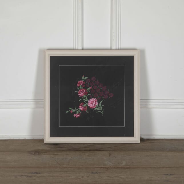 Bianchini-Ferier Pink Flowers on Black Background WD5133413