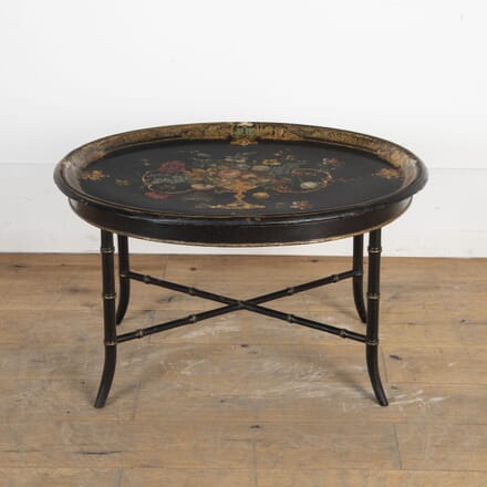 19th Century Black Papier Mâché Tray and Stand OF7323334