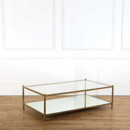 Large Mid Century French Brass and Glass Coffee Table CT358295