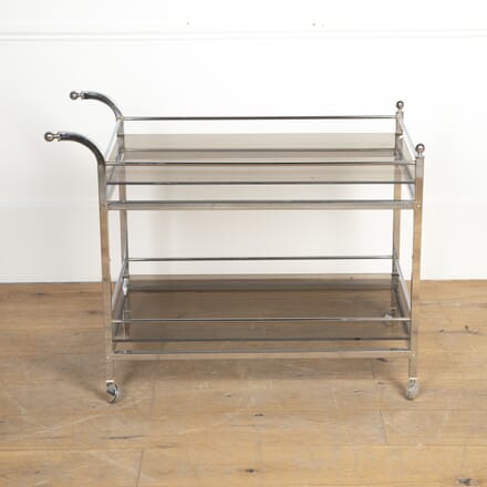 20th Century Chrome and Smoked Glass Drinks Trolley CT8721245