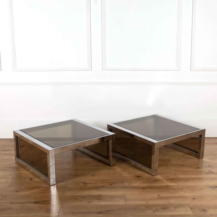 Pair of Chrome and Glass Tables CO5359302