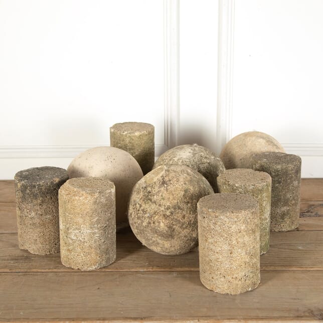Collection of Stone Plinths and Balls DA5556771