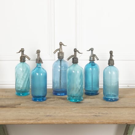Collection of Six Early 20th Century Blue Glass Soda Syphons DA2328585