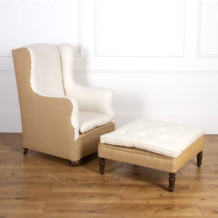 English High Back Armchair and Footstool CH8717874