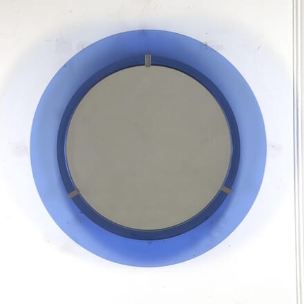 20th Century Cristal Arte Circular Blue Mirror MI3024897