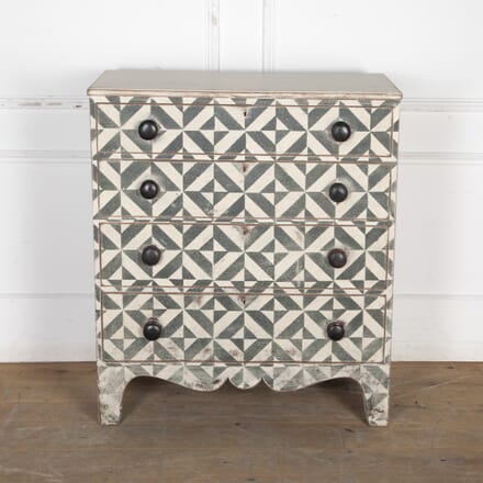Early 20th Century English Geometric Painted Chest of Drawers CC8225278