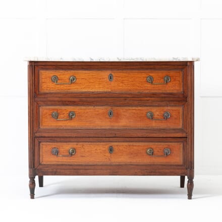 Early 19th Century French Walnut and Satinwood Commode with Marble Top CC0622514