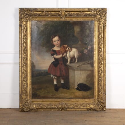 Early 19th Century Oil Painting of a Child with a Dog WD6722487