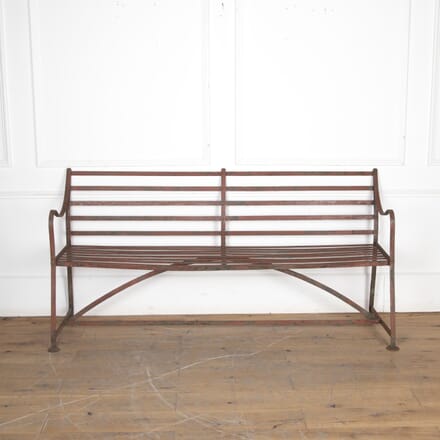 Early 19th Century Wrought Iron Riveted Strap Work Garden Bench GA8222895