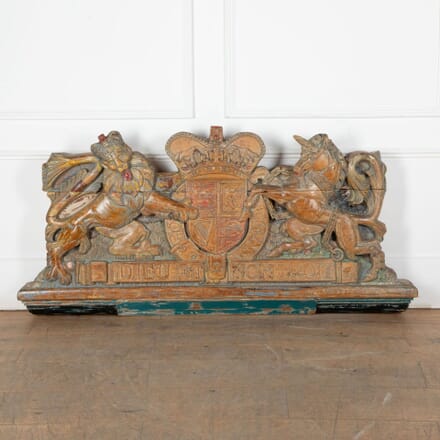 English Carved Wood and Painted Armorial Coat Of Arms DA5333969