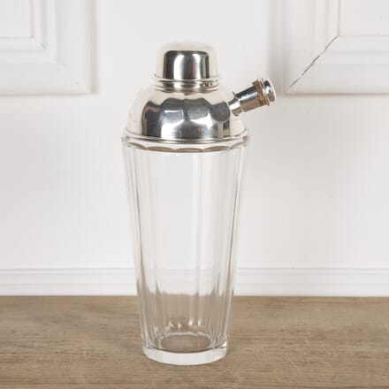 20th Century English Glass And Silver Plated Cocktail Shaker With Cork Stopper DA5826427