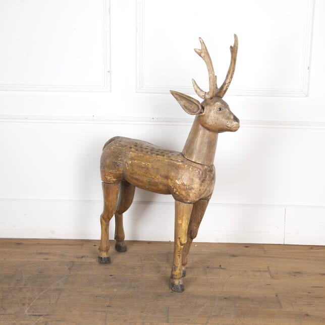 19th Century Folk Carved Wooden Model of a Deer DA8023054