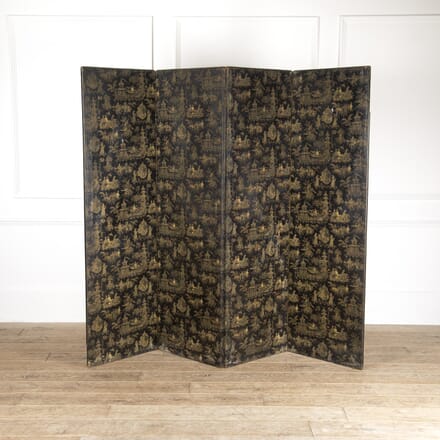 Leather Chinoiserie Folding Screen OF4813899