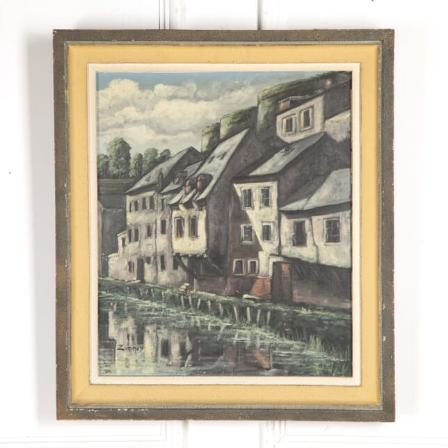 Framed Oil Painting of a French Village WD7318891