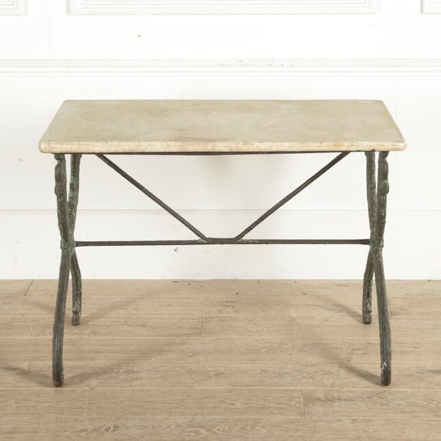 French 19th Century Cast Iron Table with Marble Top GA1160966