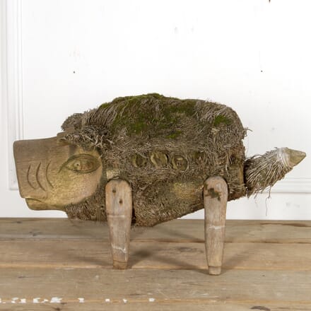 French Folk Art Wooden Sculpture of a Hog DA7717731
