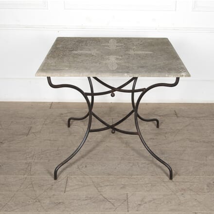 20th Century French Iron Garden Table with Marble Top GA1524816