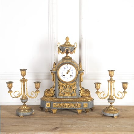 French Marble and Gilt Metal Clock Garniture DA7260780