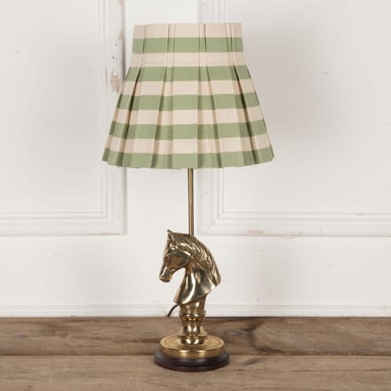 French 20th Century Brass Horse Head Lamp with Pleated Shade LL5926178