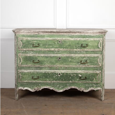 19th Century French Oak Commode in Distressed Green Finish CC7526128