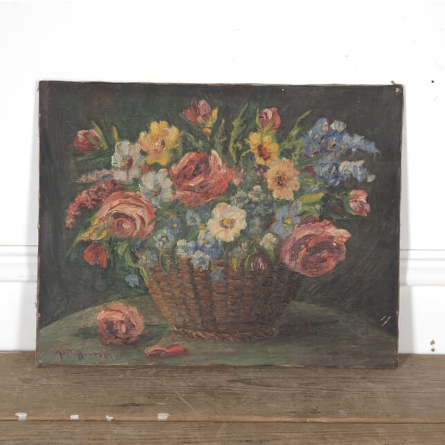 French Oil on Canvas of Flowers WD3523082