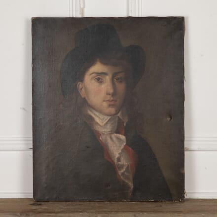 19th Century French Oil on Canvas of Person in a Top Hat WD5526073