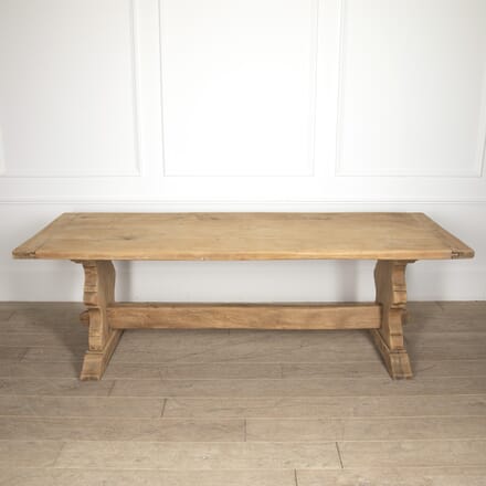 French 20th Century Stripped Oak Trestle Dining Table TD8821175