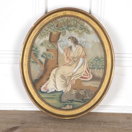 18th Century Oval Needlework Picture of a Shepherdess WD8023052