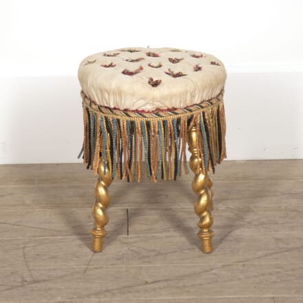 19th Century French Barley Twist Buttoned Stool CH1521013