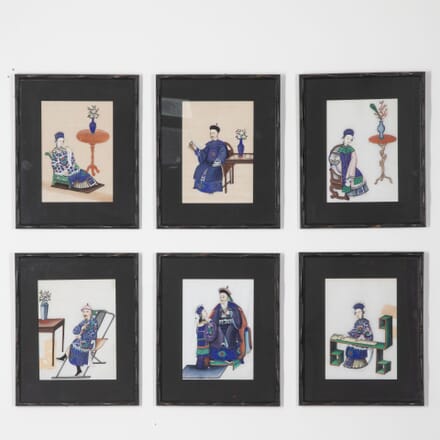 Group of Six 19th Century Chinese Court Qing Dynasty Pith Paintings WD2831028