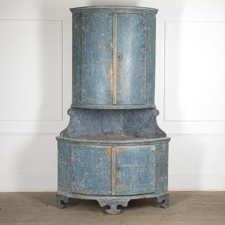 Gustavian Corner Cabinet in Original Blue Paint CU6022930
