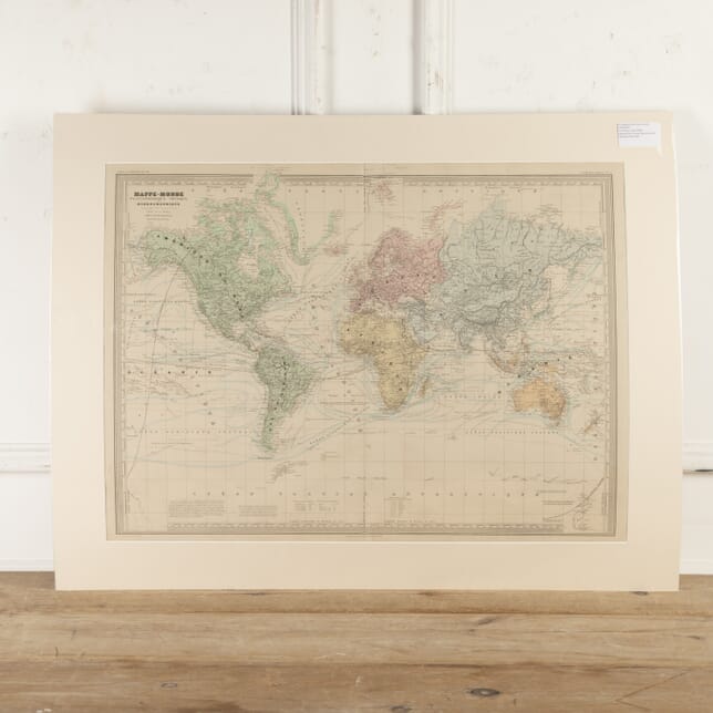 19th Century Hand-Coloured Copper Plate World Map WD8016682