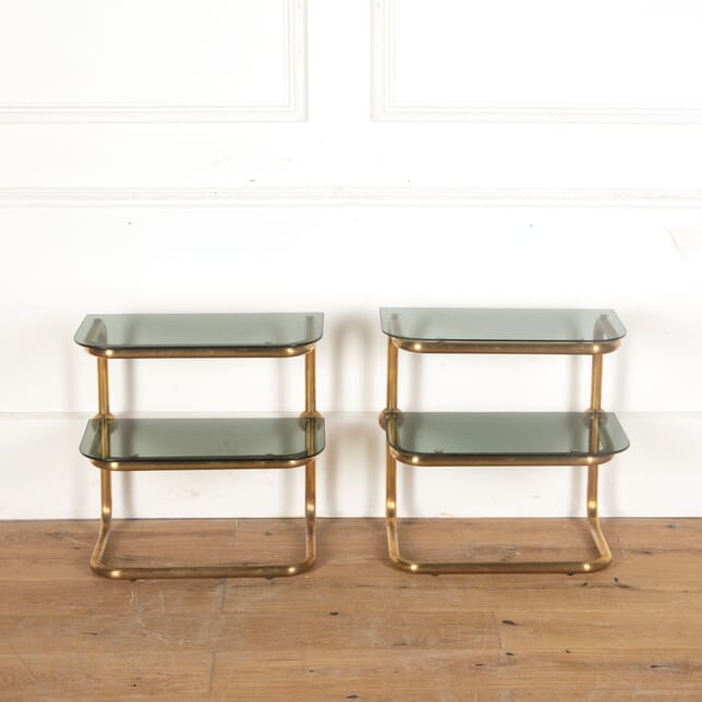 Pair of Two Tiered Brass D Shaped Side/Lamp Tables TC5313073