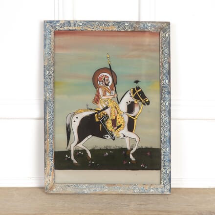19th Century Indian Glass Painting of a Man on Horseback WD5920940